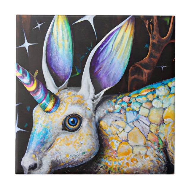 Azulejo Rabbit Unicorn Cerámica Tile (Frente)