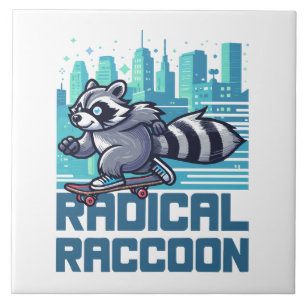 Azulejo Raccoon Urban Skateboarder