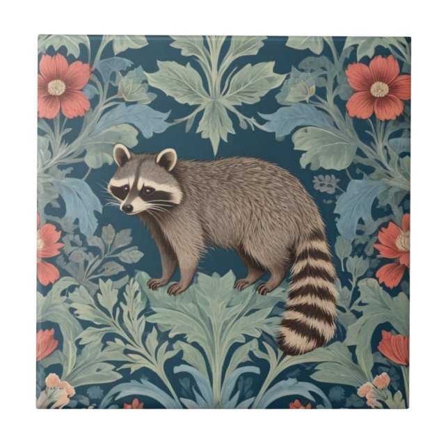 Azulejo Raccoon William Morris a la izquierda frente a la  (Frente)