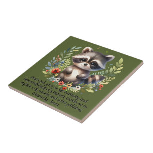 Azulejo Raccoon Woodland Kids Christian Prayer sobre el ve