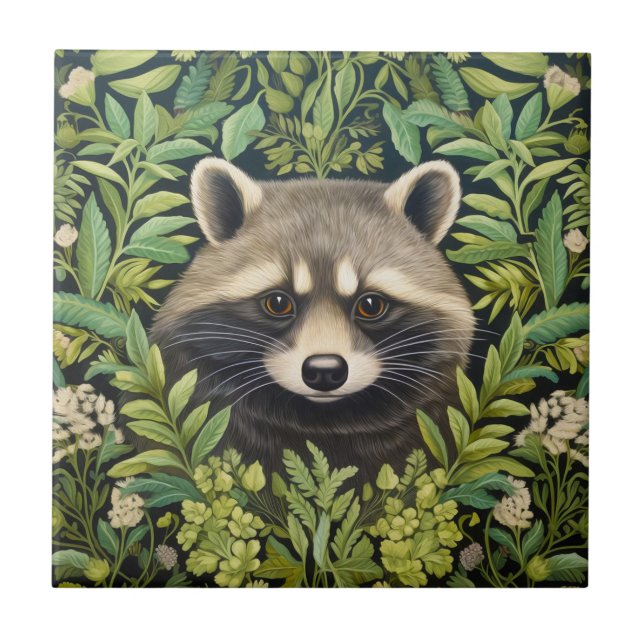 Azulejo Raccoon y estilo de arte folklórico nuevo (Frente)