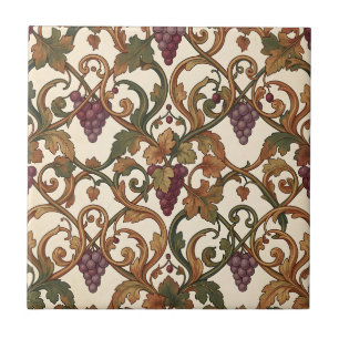 Azulejo Racimo de Uva Púrpura Botánico Vintage