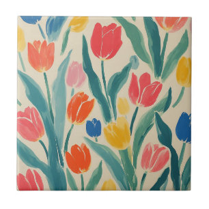 Azulejo Radiancia de Tulipanes en Primavera