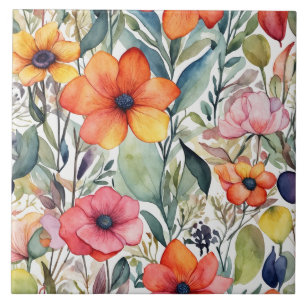 Azulejo Radiancia floral: luces de diseño vibrantes