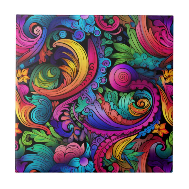 Azulejo Rainbow Boho Paisley Tile (Frente)