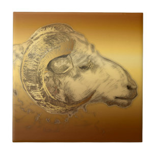 Azulejo Ram dorado - Año nuevo chino 2015 -