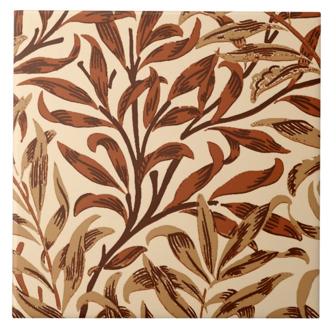 Azulejo Rama, Brown y beige del sauce de William Morris (Frente)