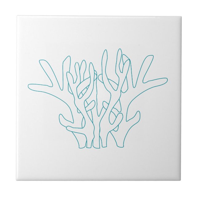 Azulejo Rama de Coral Acuática Blanca (Frente)