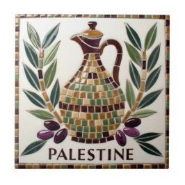 Azulejo Ramas de aceitunas PALESTINAS LIBRES mosaico cerám