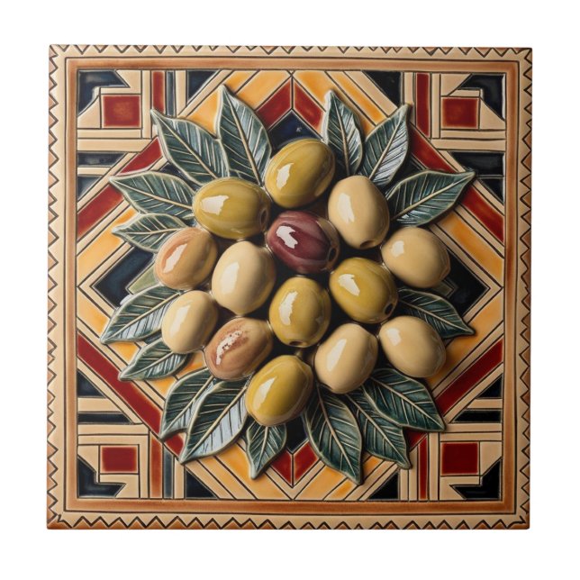 Azulejo Ramas de aceitunas PALESTINAS LIBRES mosaico cerám (Frente)