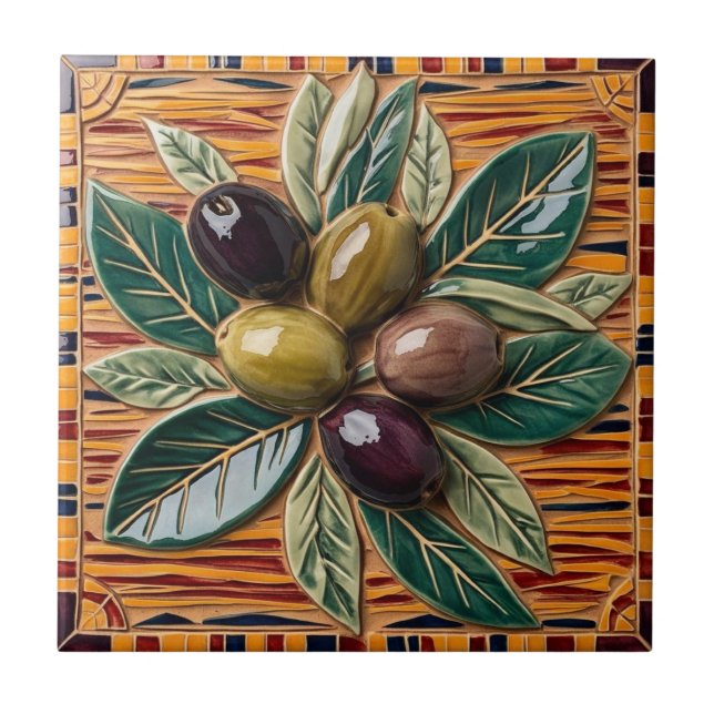 Azulejo Ramas de aceitunas PALESTINAS LIBRES mosaico cerám (Frente)