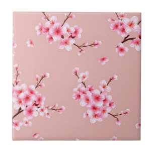 Azulejo Ramas de flor de cerezo rosa Patrón