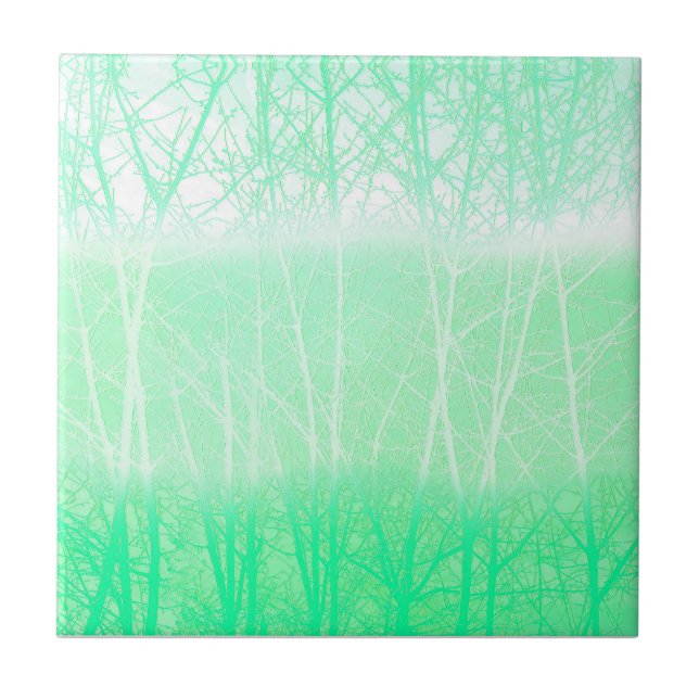 Azulejo Ramas Verdes Menta Niebla Helada (Frente)