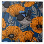 Azulejo Ramblas de hadas y flores de amapola naranja<br><div class="desc">Leche y amapolas,  sin fisuras dibujadas en Illustrator.</div>
