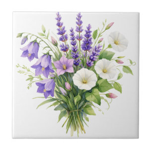 Azulejo Ramo de acuarela con flores silvestres 