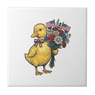 Azulejo Ramo de flores de patito patriótico Camiseta vinta