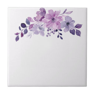 Azulejo Ramo de flores púrpura acuarela 