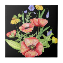 Ramo de flores silvestres botánicos Arte acuarela