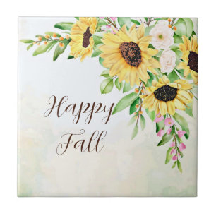 Azulejo Ramo de girasoles con texto personalizable