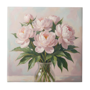 Azulejo Ramo de peonía rosa sonrojado floral romántico 
