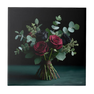 Azulejo Ramo de rosas negras rojo oscuro elegancia