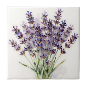 Azulejo Ramo Floral de Lavanda en Acuarela