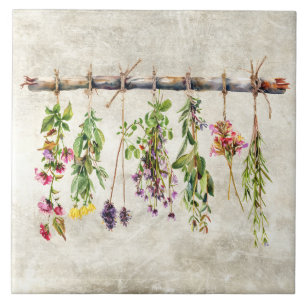 Azulejo Ramos de flores silvestres rústicas secas Vintage