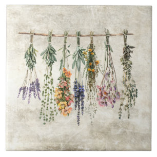 Azulejo Ramos de Flores y Hierbas Rústicas Secas