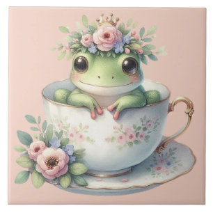 Azulejo Rana caprichosa en taza de té floral
