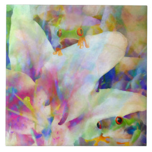 Azulejo Ranas de árbol y lirios