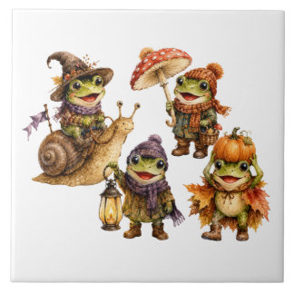 Azulejo Ranas Divertidas de Otoño