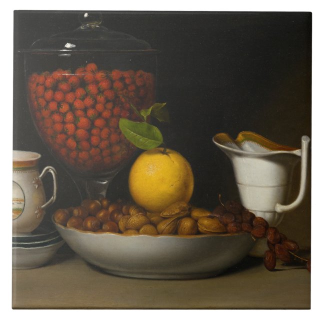 Azulejo Raphaelle Peale - Vida fija - Fresas, Nueces, (Frente)