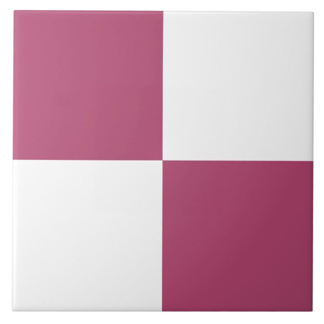 Azulejo Raspberry Pink White Checkpoint Cerámica Tile (Frente)