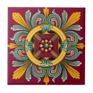 Azulejo Raspberry Victorian Tile Design