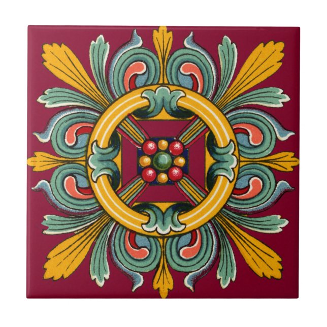 Azulejo Raspberry Victorian Tile Design (Frente)