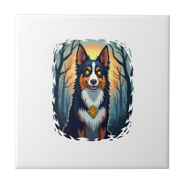 Azulejo Rastreo de Collie Maldito (Frente)