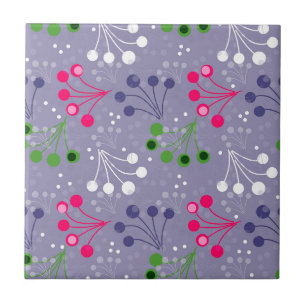 Azulejo Rastreo retro de patrón de bayas multicolores
