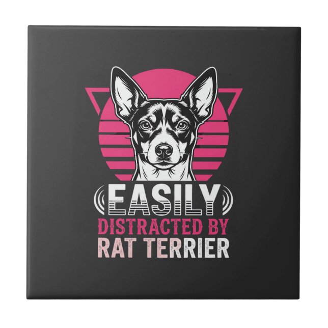 Azulejo Rat Terrier Fácilmente Distraído Perro Retro (Frente)