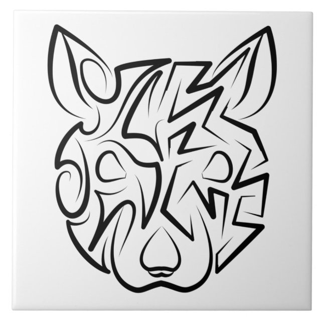 Azulejo Rata tribal negra y blanca (Frente)