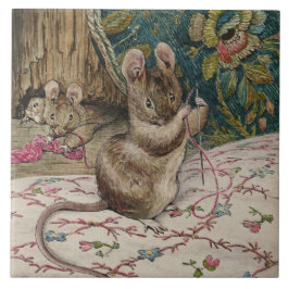 Azulejo Ratones en el trabajo con la aguja (Beatrix Potter