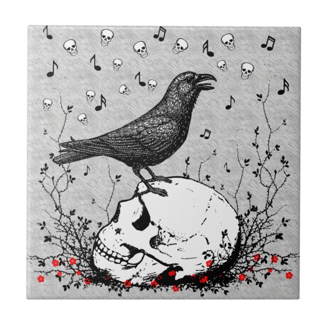 Azulejo Raven canta canción de muerte en el Ilustracion de (Frente)