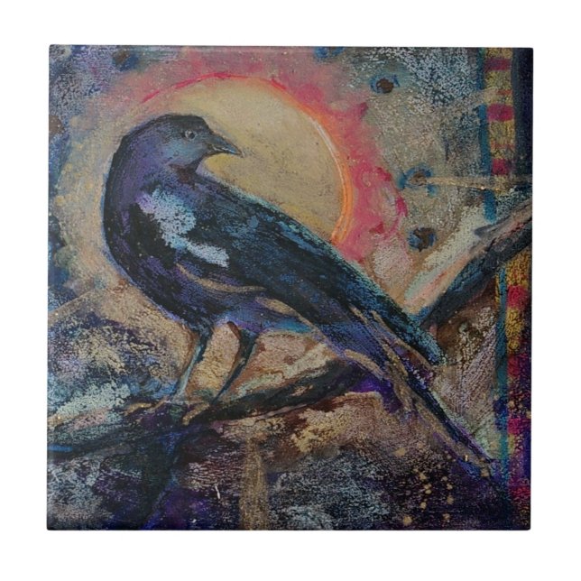 Azulejo Raven Sun Art Maureen Girard Bird Messenger (Frente)
