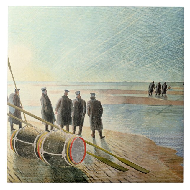 Azulejo Ravilious - Dangerous Work at Low Tide, (Frente)