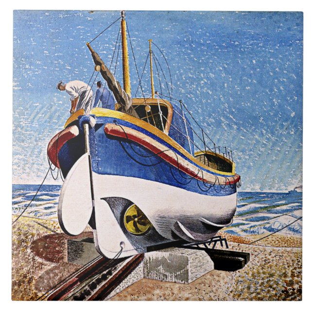 Azulejo Ravilious - Lifeboat en Aldeburgh (Frente)