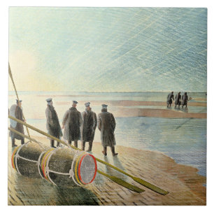Azulejo Ravilious - Trabajo peligroso en marea baja,