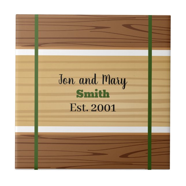 Azulejo Rayado verde y aspecto de madera  (Frente)