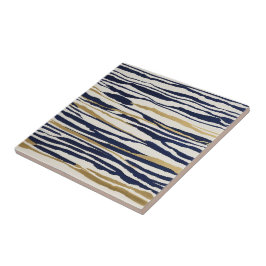 Azulejo rayas abstractas doradas azules y blancas