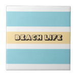 Azulejo Rayas Amarillas Y Azules<br><div class="desc">Patrón de rayas de tres tonos. Moderno diseño amarillo y azul brillante y temario de texto. Haga clic en personalizar para cambiar las palabras a otras palabras cortas o a un nombre,  o cómpralo como letra.</div>