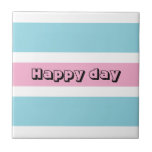 Azulejo Rayas Amarillas Y Azules<br><div class="desc">Patrón de rayas de tres tonos. Moderno diseño amarillo y azul brillante y temario de texto. Haga clic en personalizar para cambiar las palabras a otras palabras cortas o a un nombre,  o cómpralo como letra.</div>