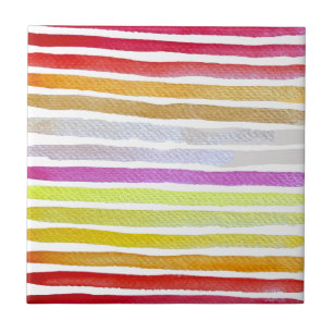 Azulejo Rayas arcoiris linda acuarela